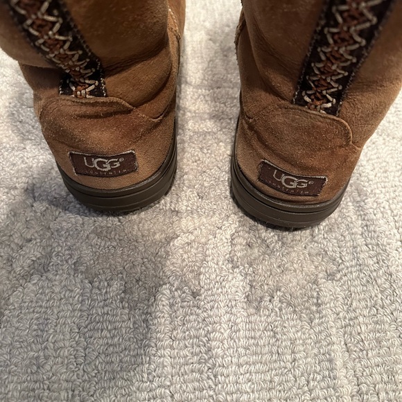 UGG Talsman Chestnut Suede Boots with Patterned Trim - Picture 6 of 9